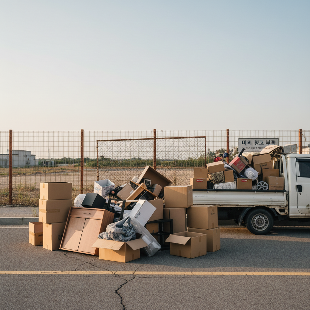밖에 버려진 이삿짐박스들