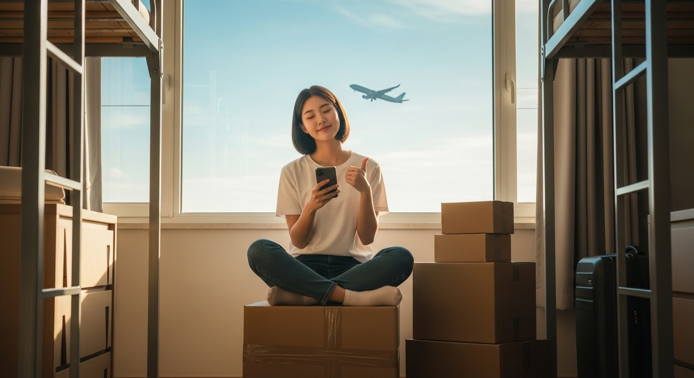 이런무빙 서비스에 만족해 하는 여대생